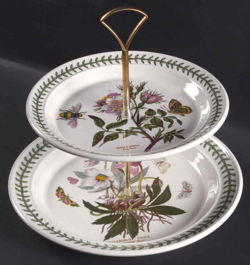 Botanic Garden 2 Tiered Serving Tray (Dinner & Salad Plate) by Portmeirion-1