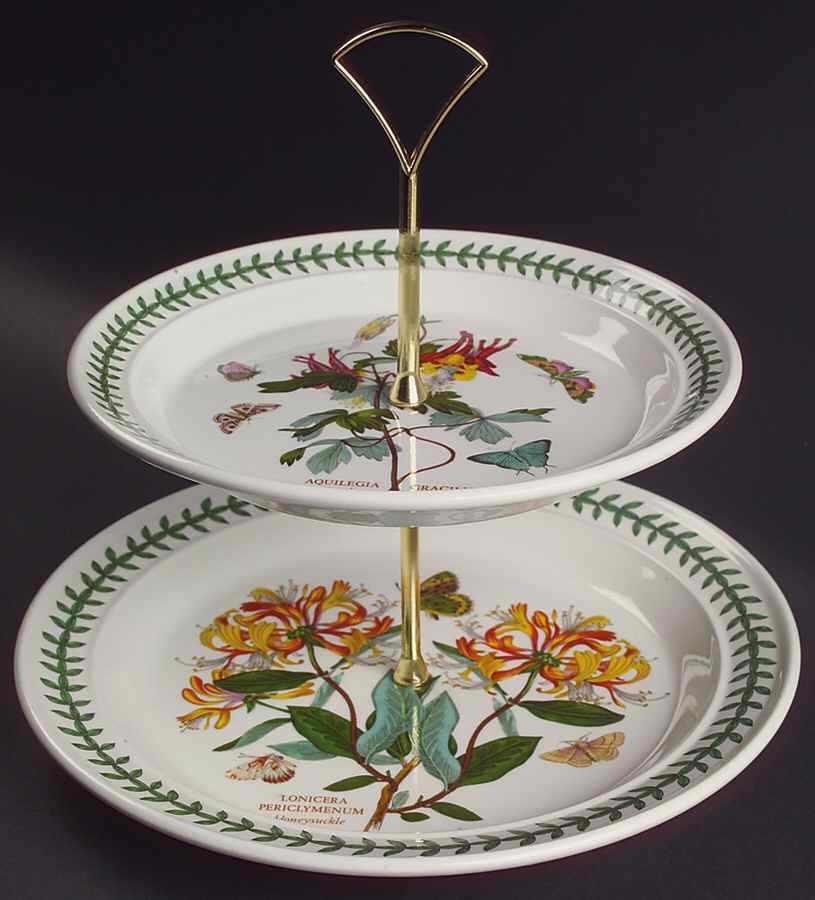 Botanic Garden 2 Tiered Serving Tray (Dinner & Salad Plate) by Portmeirion-1