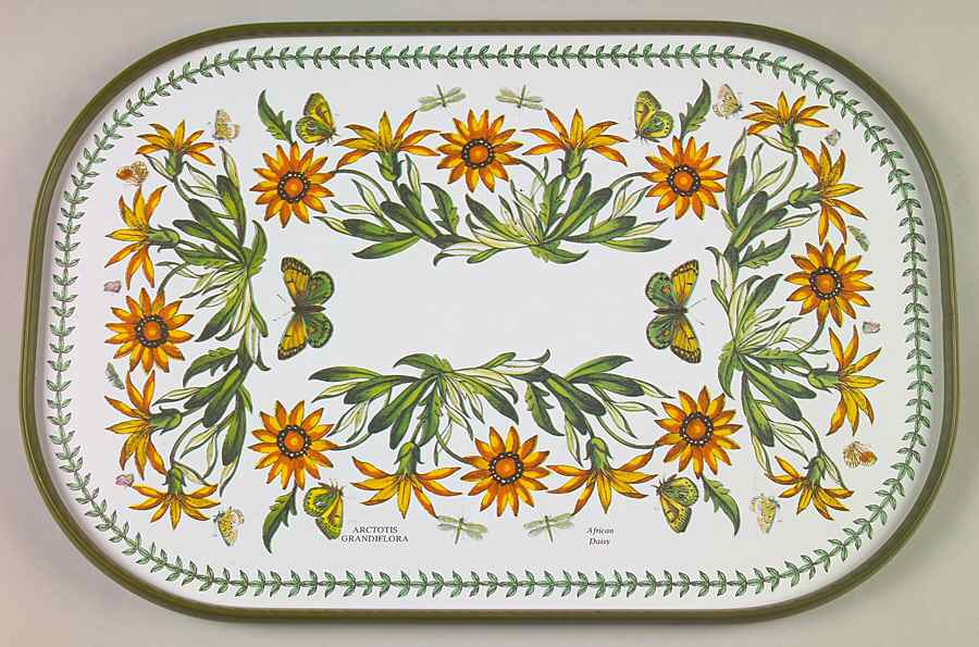 Botanic Garden 17" Oblong Melamine Tray with Green Border by Portmeirion-1