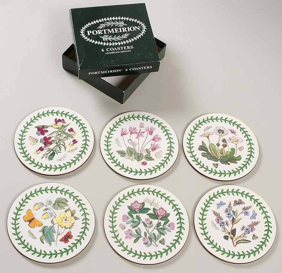 Botanic Garden Round Coaster Cork Back - Set of 6 Motifs by Portmeirion-1