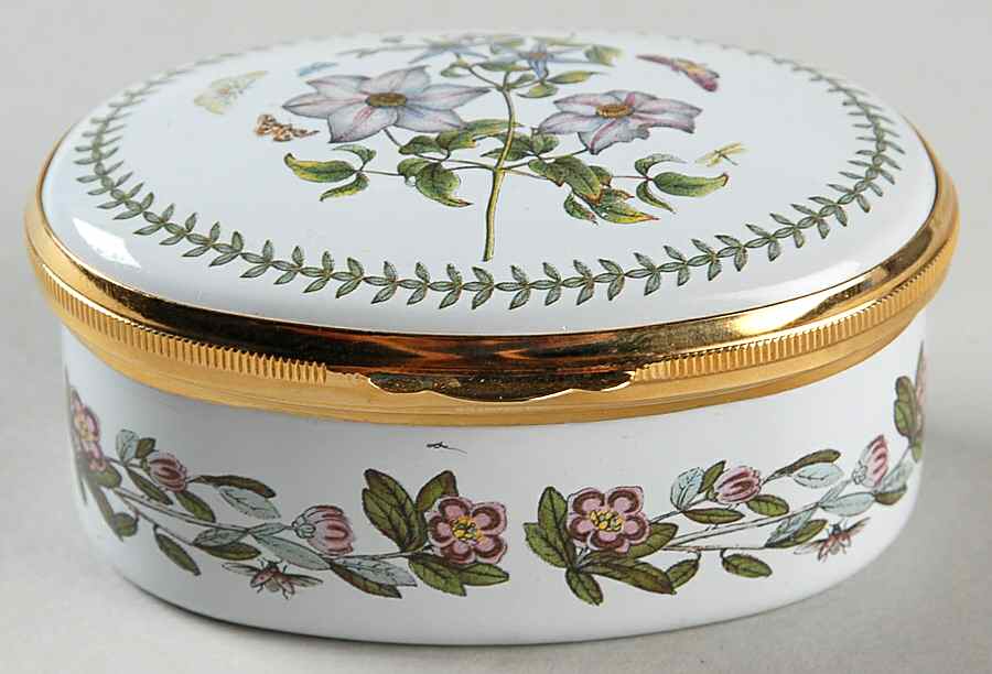 Botanic Garden 2.5" Oval Enamel Box W/Hinged Lid by Portmeirion-1