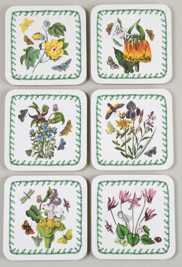 Botanic Garden Square Wood Coaster w/Felt Back - Set of 6 by Portmeirion-1