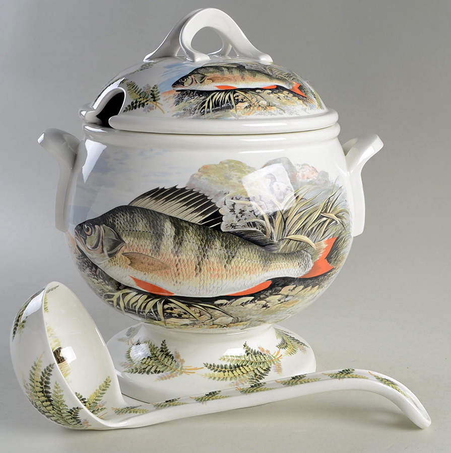 Compleat Angler Band Tureen & Lid w/Ladle by Portmeirion-1