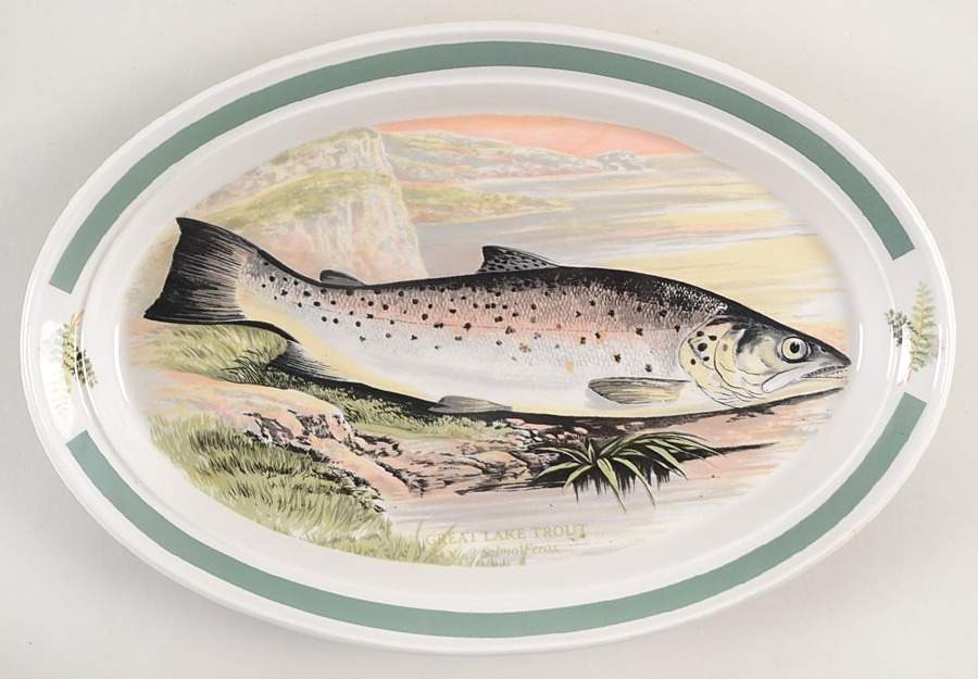 Compleat Angler Band 10" Oval Steak Platter by Portmeirion-1