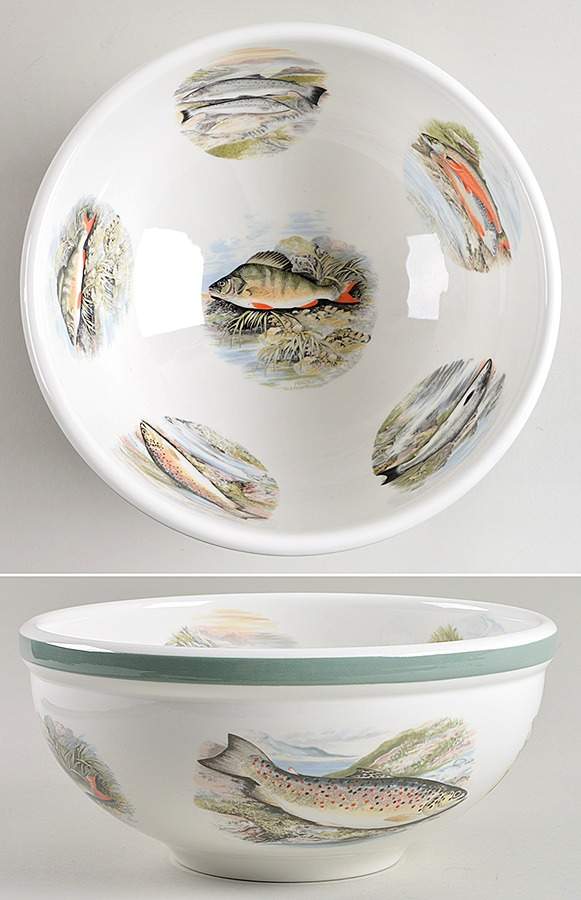 Compleat Angler Band 10" Large Salad Serving Bowl by Portmeirion-1