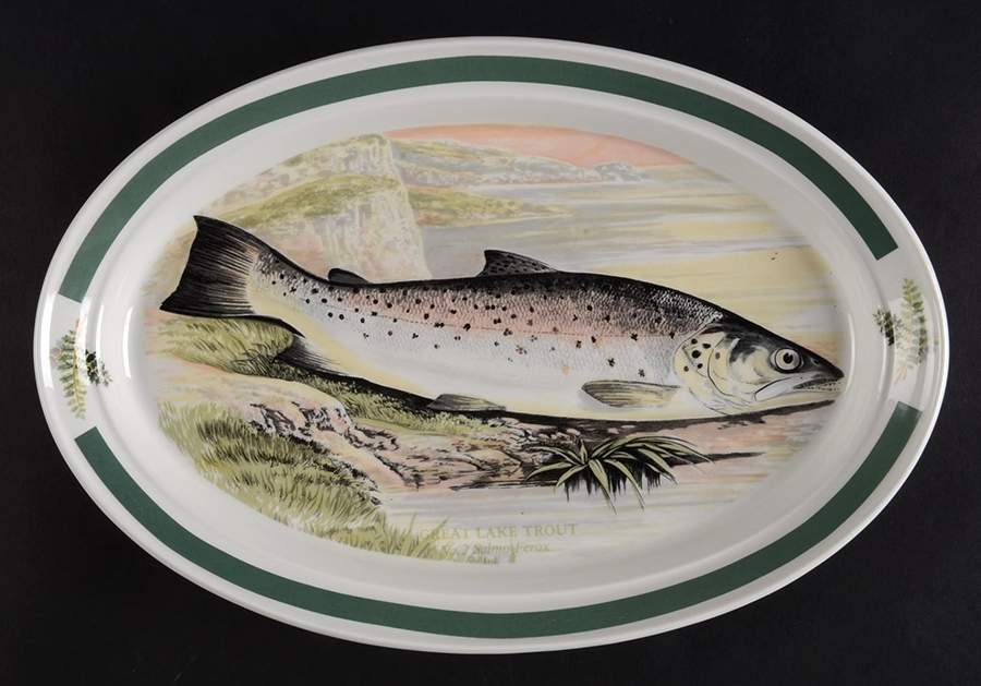 Compleat Angler Band 10" Oval Steak Platter by Portmeirion-1