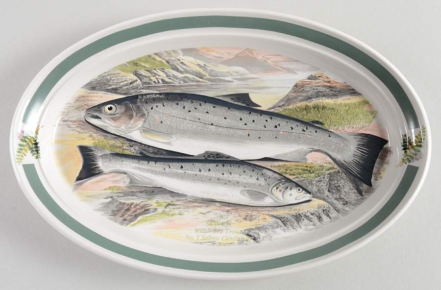 Compleat Angler Band 10" Oval Steak Platter by Portmeirion-1