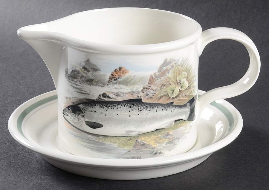 Compleat Angler Band Gravy Boat & Underplate by Portmeirion-1