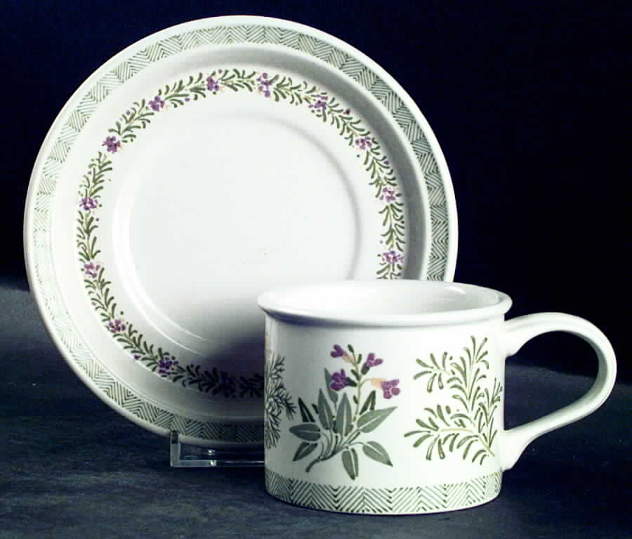 Garden Herbs Drum Flat Cup & Saucer Set by Portmeirion-1