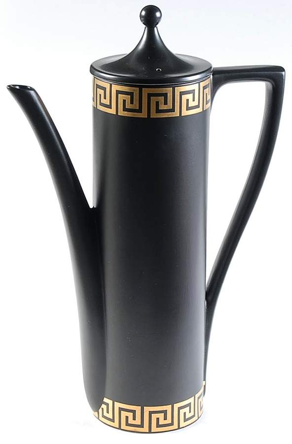 Greek Key Black Gold Coffee Pot & Lid by Portmeirion-1