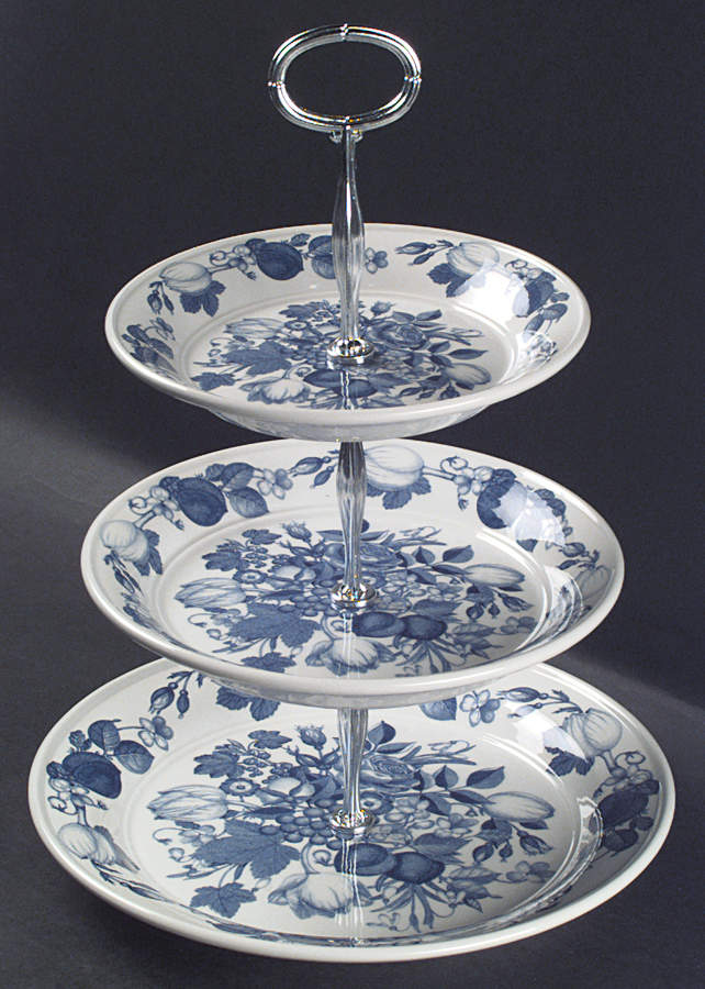 Harvest Blue 13 7/8"-14 1/4" 3-Tiered Serving Tray(DP,SP,BB) HC by Portmeirion-1