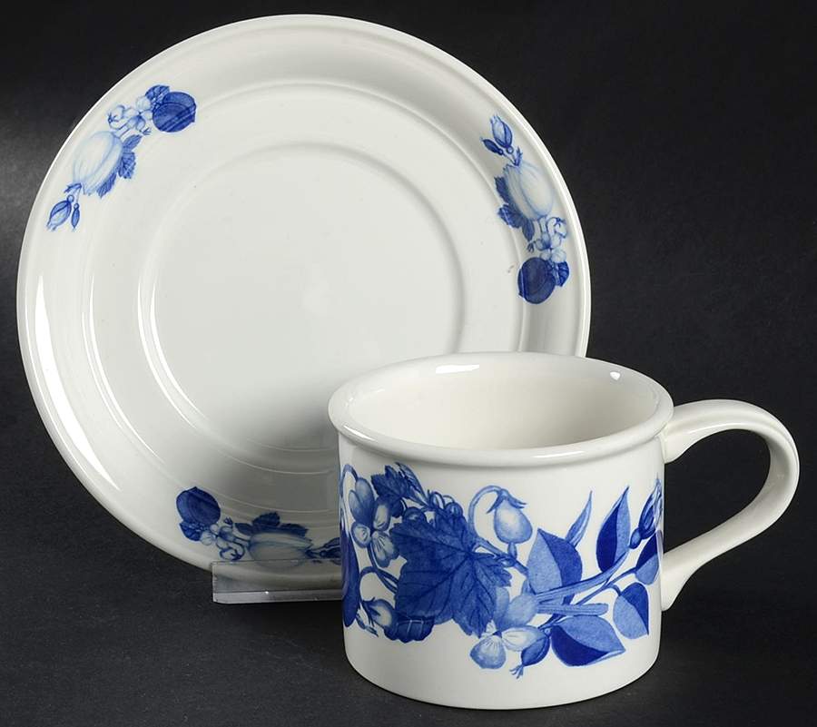 Harvest Blue Drum Flat Cup & Saucer Set by Portmeirion-1