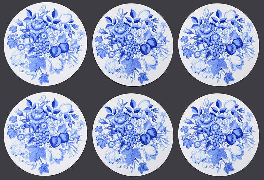 Harvest Blue (Set of 6) Round Corkback Placemats by Portmeirion-1