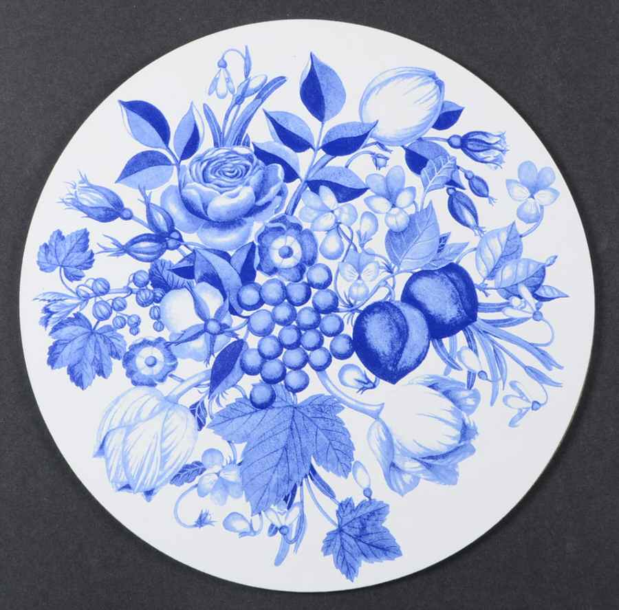 Harvest Blue Round Placemat with Cork Back by Portmeirion-1