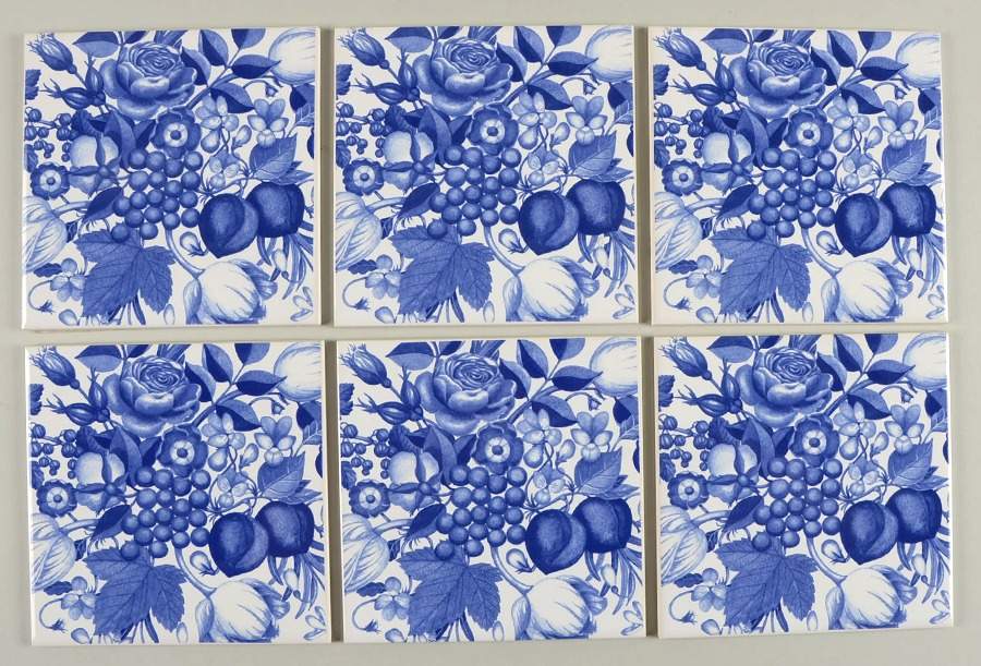 Harvest Blue Set of Six Tile Inserts by Portmeirion-1