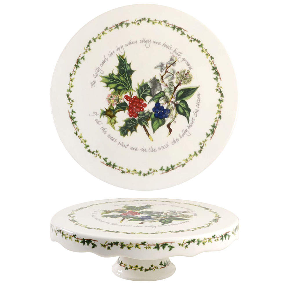 The Holly and The Ivy 11" Diameter Pedestal Cake Stand by Portmeirion-1