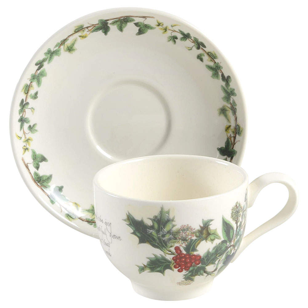 The Holly and The Ivy Traditional Footed Cup & Saucer Set by Portmeirion-1