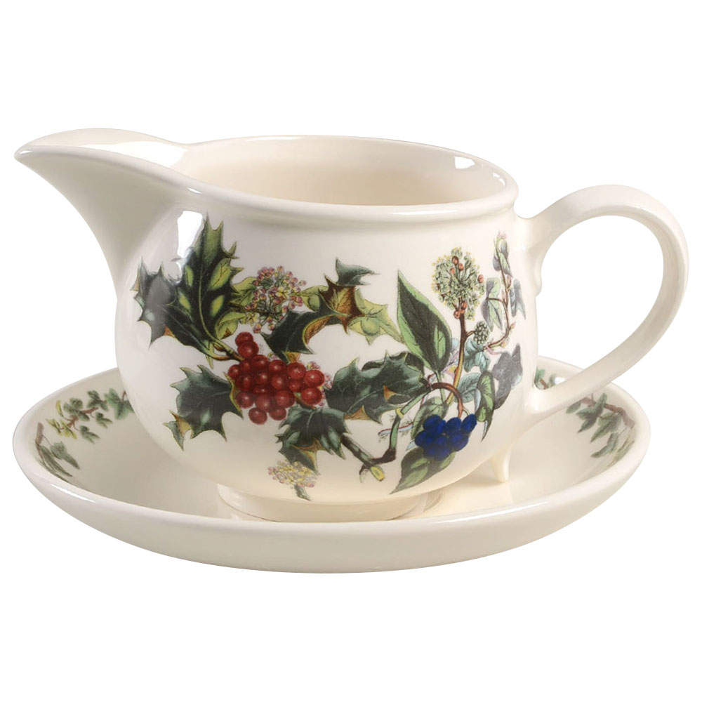 The Holly and The Ivy Round Gravy Boat & Underplate by Portmeirion-1