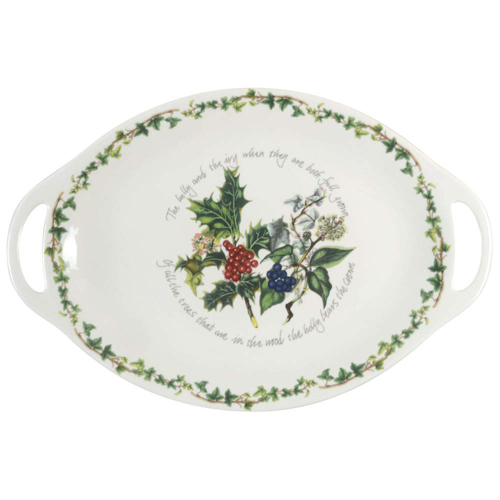 The Holly and The Ivy 18" Oval Handled Platter by Portmeirion-1