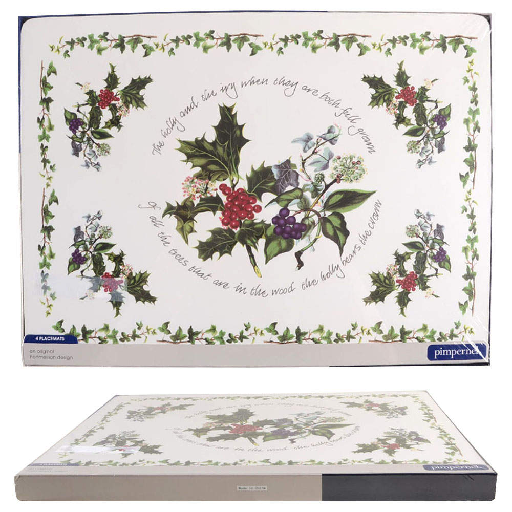 The Holly and The Ivy Corkboard Placemat - Set of 4 (Motif #2) by Portmeirion-1