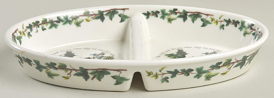 The Holly and The Ivy 11" Oval Divided Vegetable Bowl by Portmeirion-1