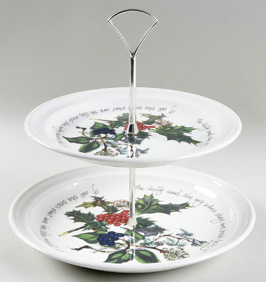 The Holly and The Ivy 2 Tiered Serving Tray (Dinner & Salad Plate) by Portmeirion-1