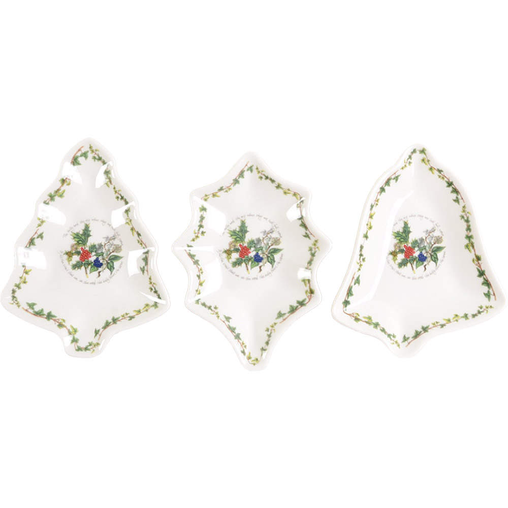 The Holly and The Ivy Christmas Shaped Dishes - Set of 3 by Portmeirion-1