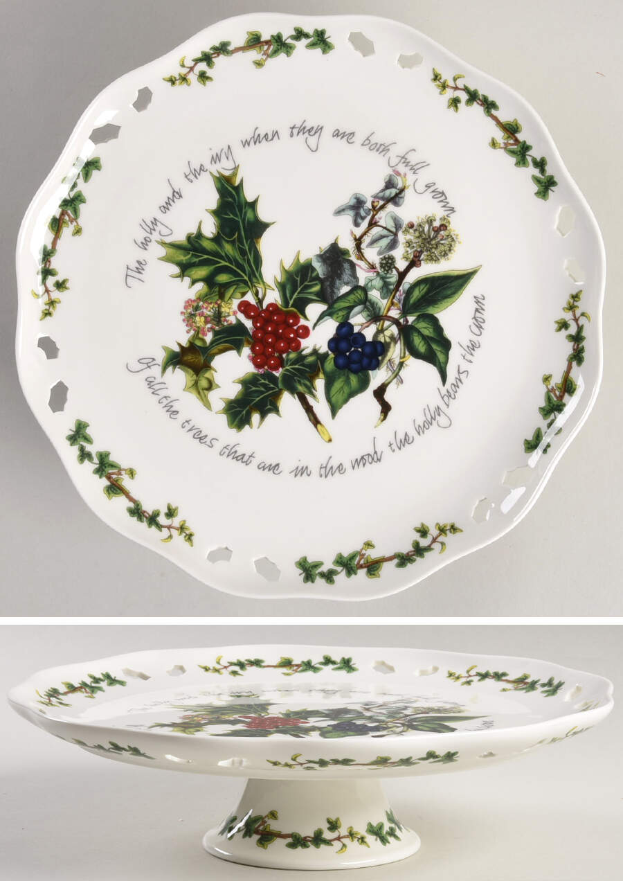 The Holly and The Ivy 10" Diameter Pedestal Cake Stand by Portmeirion-1