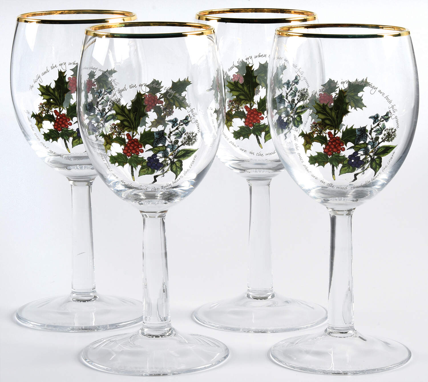 The Holly and The Ivy 13 Oz Glassware Wine - Set of 4 by Portmeirion-1