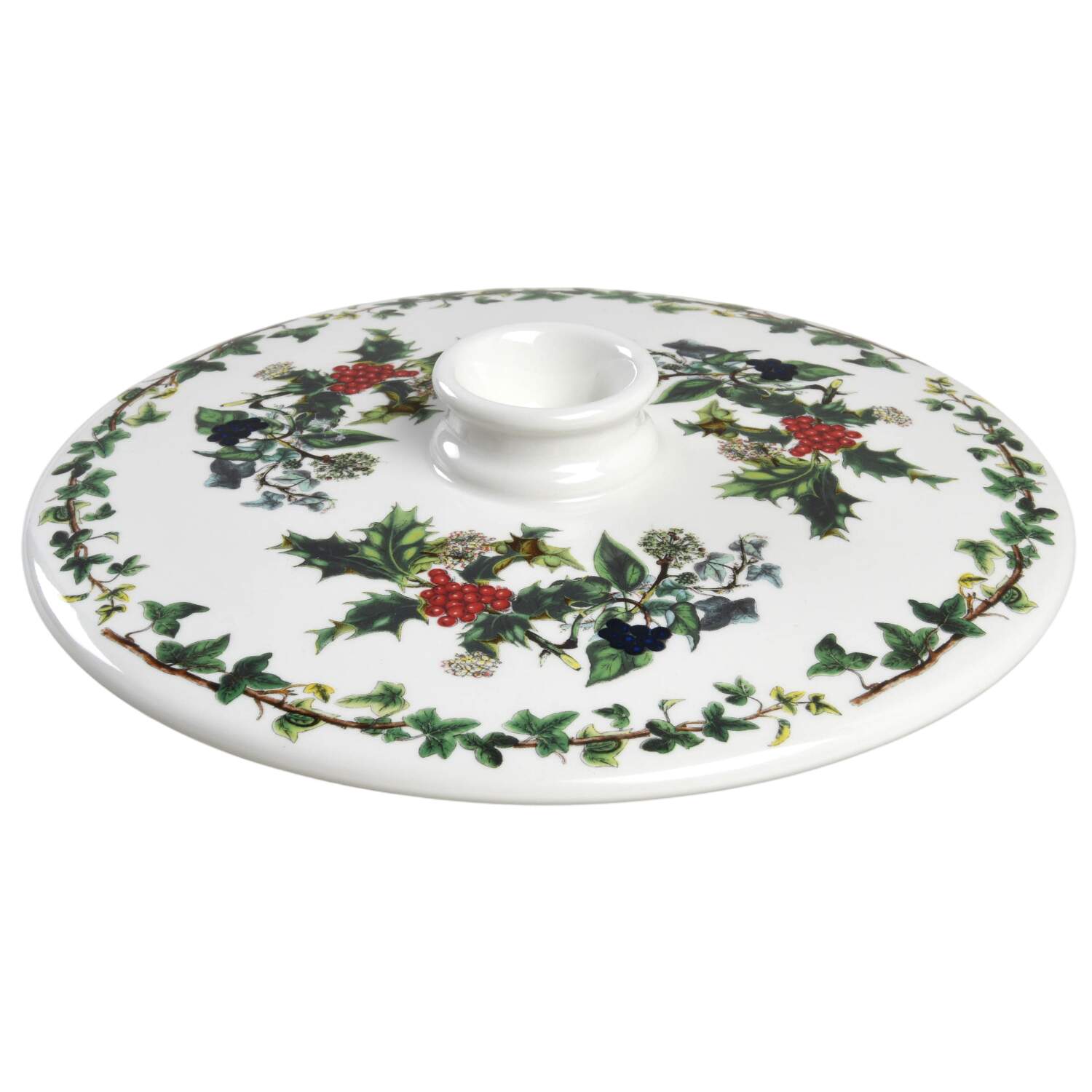 The Holly and The Ivy Lid for 1.5 Qt Rd Drum Casserole/Vegetable/Souffle by Portmeirion-1