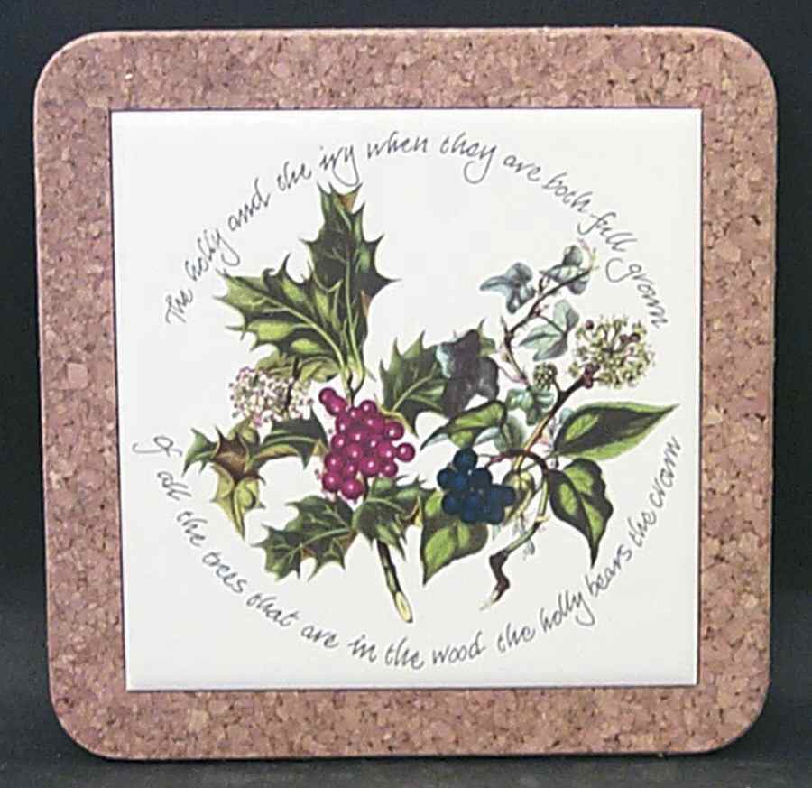 The Holly and The Ivy Square Cork Back Trivet by Portmeirion-1
