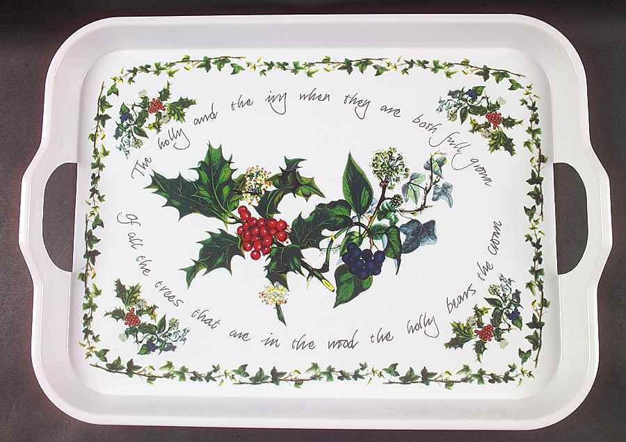 The Holly and The Ivy Handled Melamine Tray by Portmeirion-1