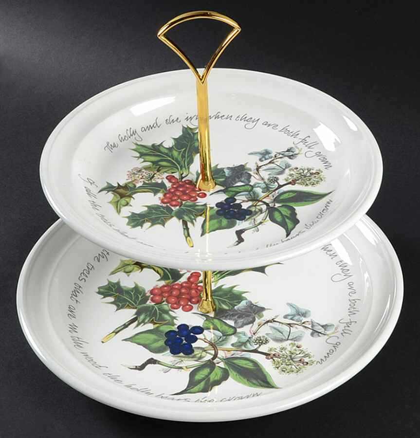 The Holly and The Ivy 2 Tiered Serving Tray (Dinner & Salad Plate) by Portmeirion-1