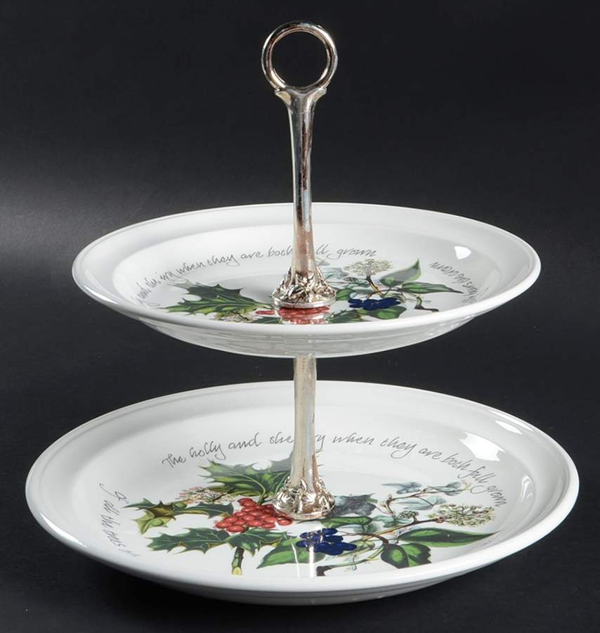 The Holly and The Ivy 2 Tiered Serving Tray (Dinner & Salad Plate) by Portmeirion-1
