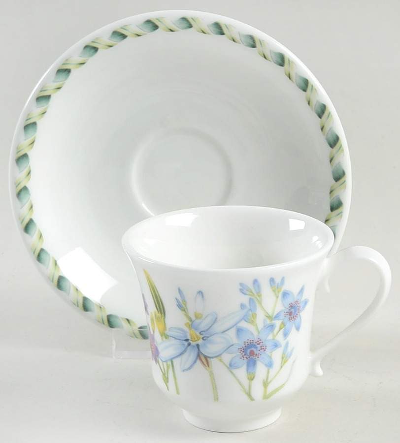 Ladies Flower Garden Flat Demitasse Cup & Saucer Set by Portmeirion-1