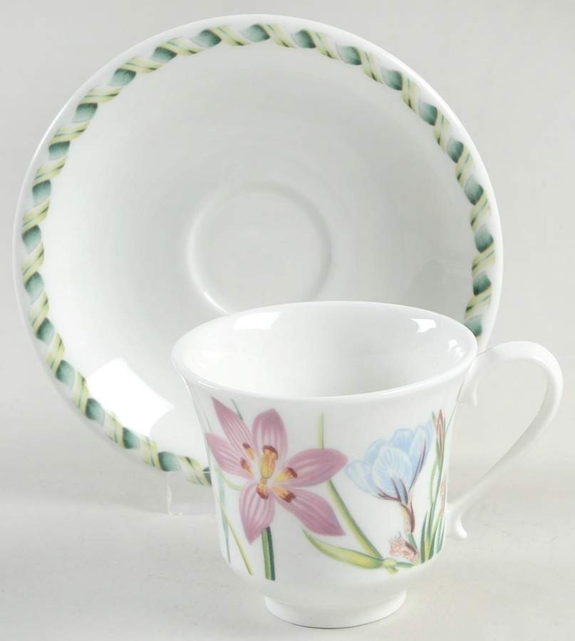 Ladies Flower Garden Flat Demitasse Cup & Saucer Set by Portmeirion-1