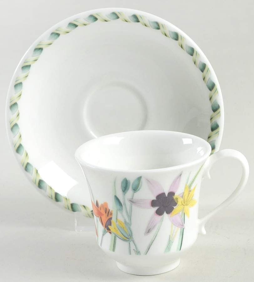 Ladies Flower Garden Flat Demitasse Cup & Saucer Set by Portmeirion-1