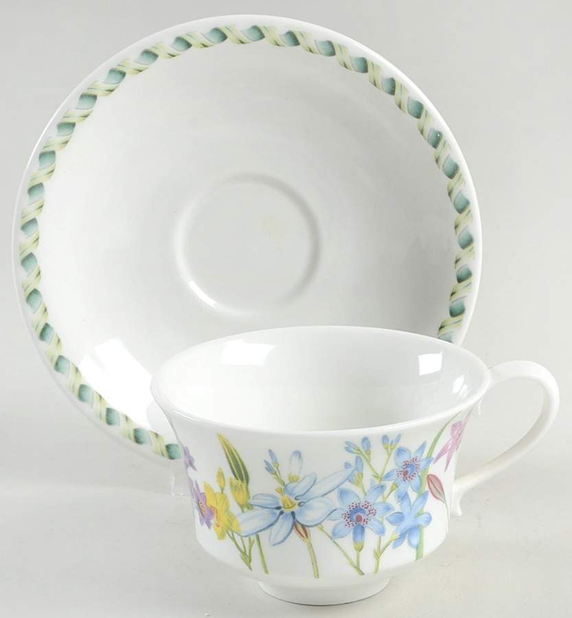 Ladies Flower Garden Footed Cup & Saucer Set by Portmeirion-1