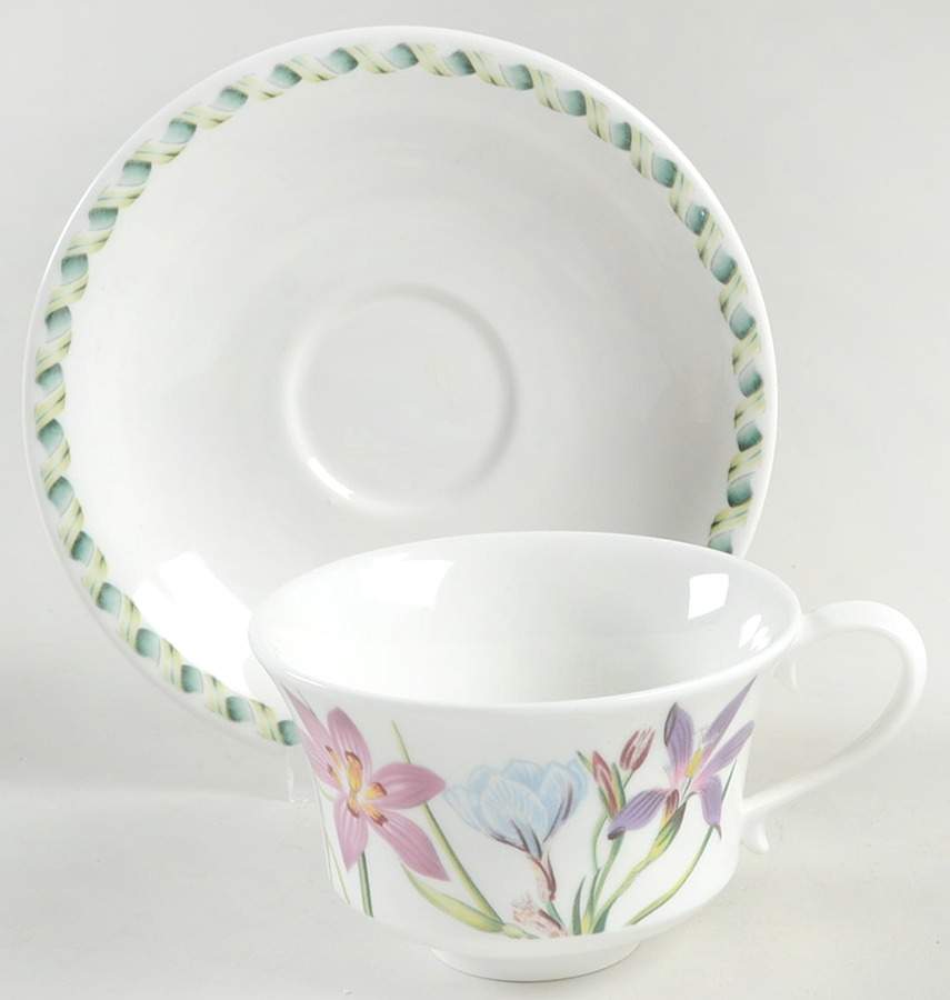 Ladies Flower Garden Footed Cup & Saucer Set by Portmeirion-1