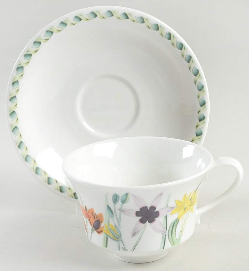 Ladies Flower Garden Footed Cup & Saucer Set by Portmeirion-1