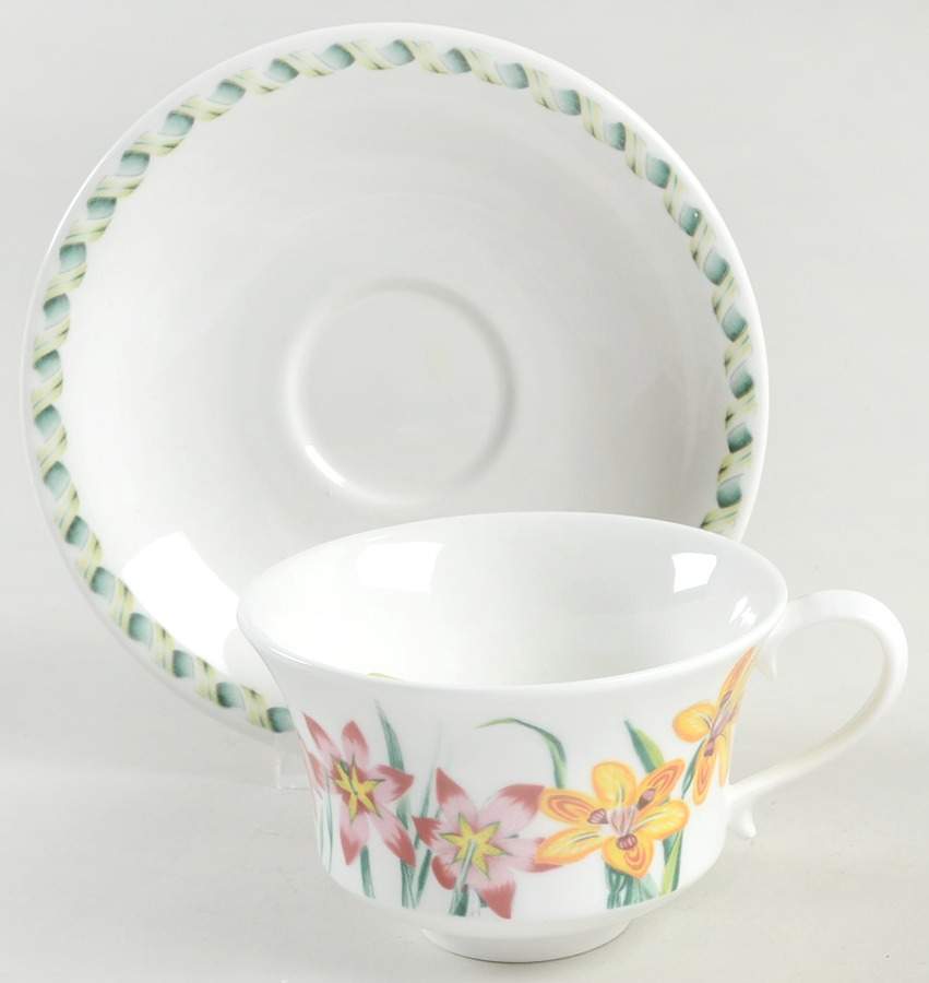 Ladies Flower Garden Footed Cup & Saucer Set by Portmeirion-1