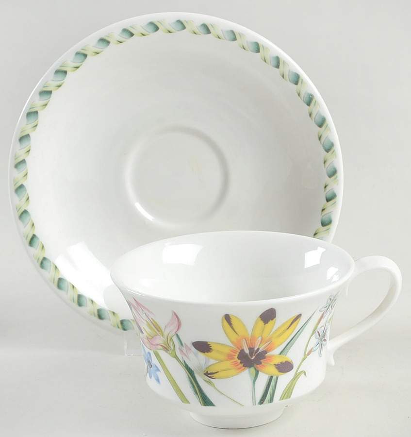 Ladies Flower Garden Footed Cup & Saucer Set by Portmeirion-1