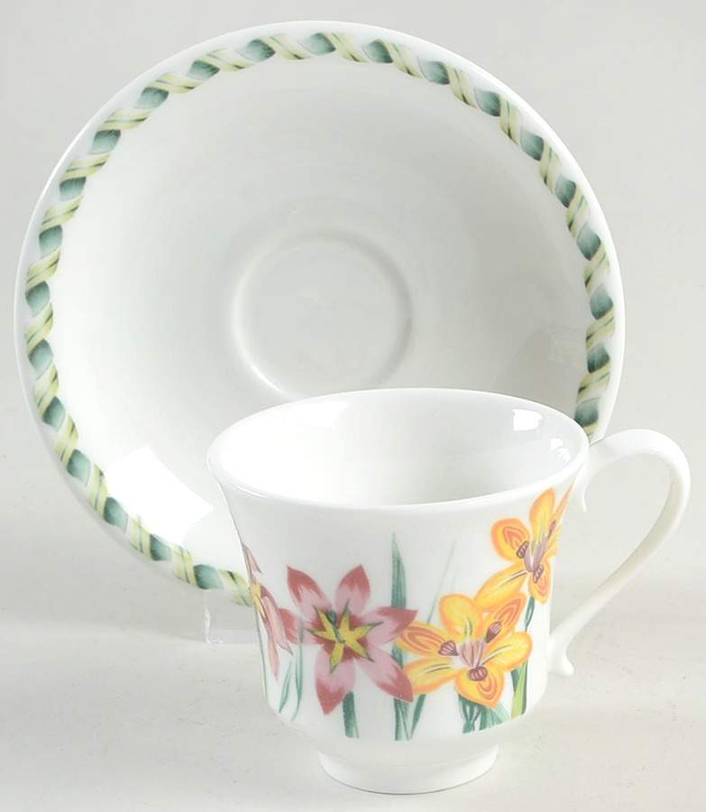 Ladies Flower Garden Flat Demitasse Cup & Saucer Set by Portmeirion-1