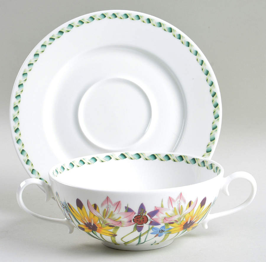 Ladies Flower Garden Flat Cream Soup & Saucer Set by Portmeirion-1