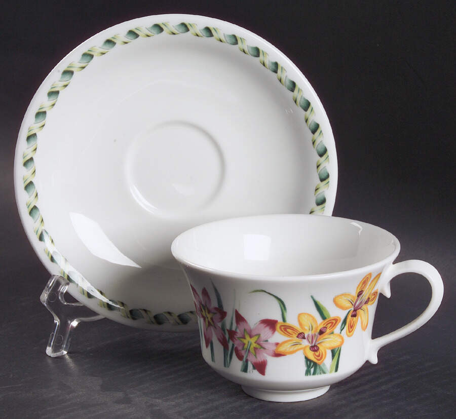 Ladies Flower Garden Footed Cup & Saucer Set by Portmeirion-1