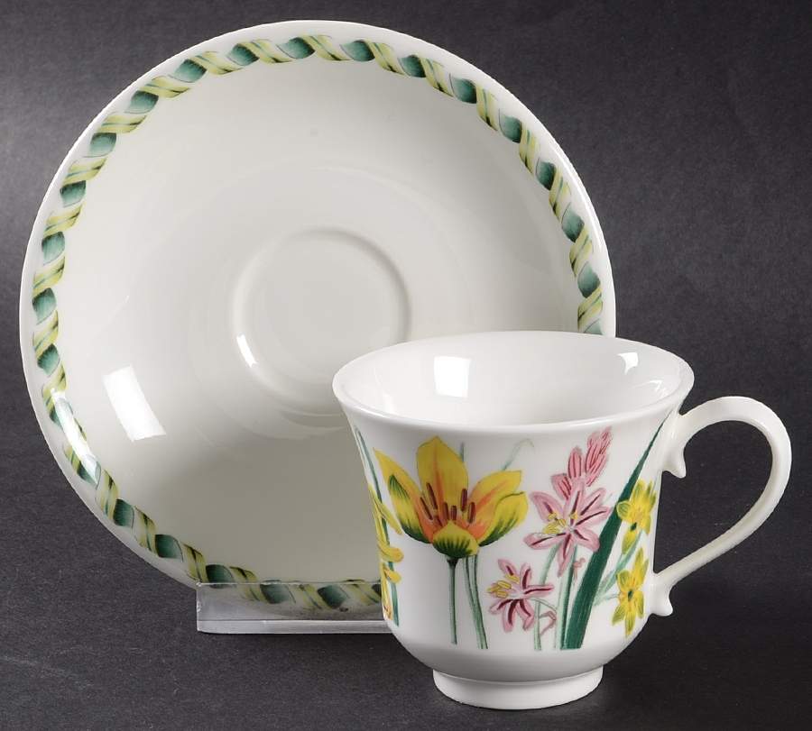 Ladies Flower Garden Flat Demitasse Cup & Saucer Set by Portmeirion-1