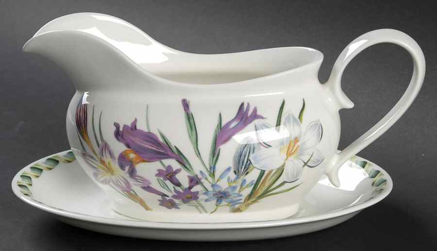 Ladies Flower Garden Gravy Boat & Underplate by Portmeirion-1