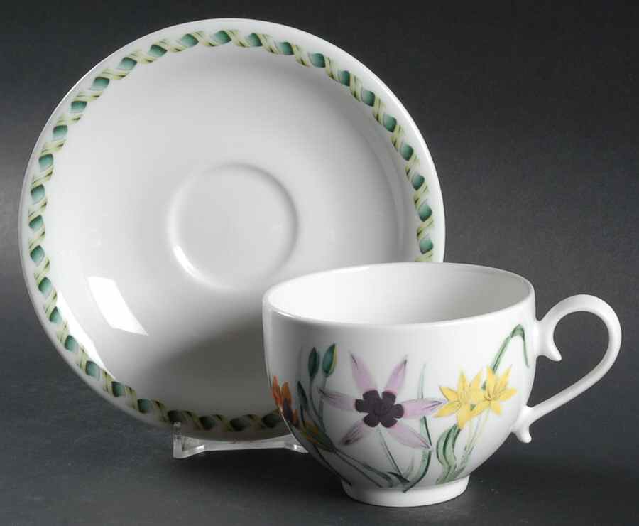 Ladies Flower Garden Flat Cup & Saucer Set by Portmeirion-1