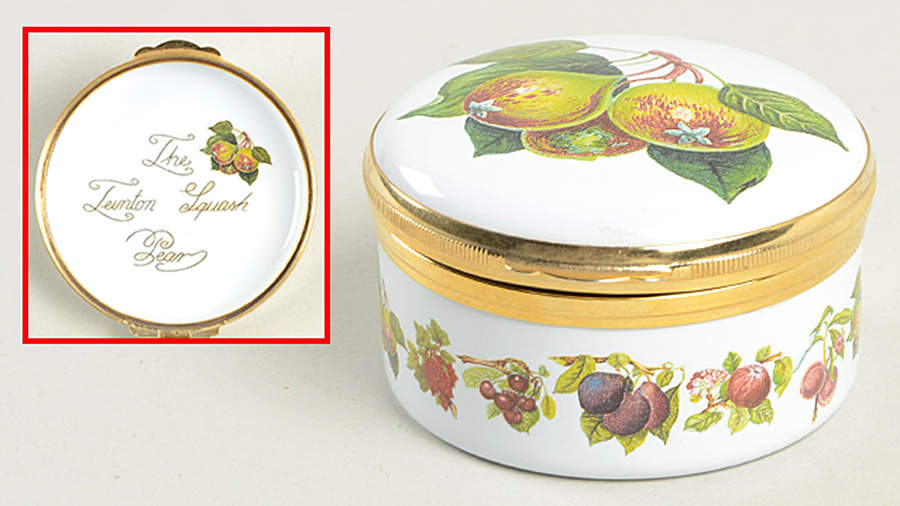 Pomona 1.5" Round Enamel Box W/Hinged Lid by Portmeirion-1