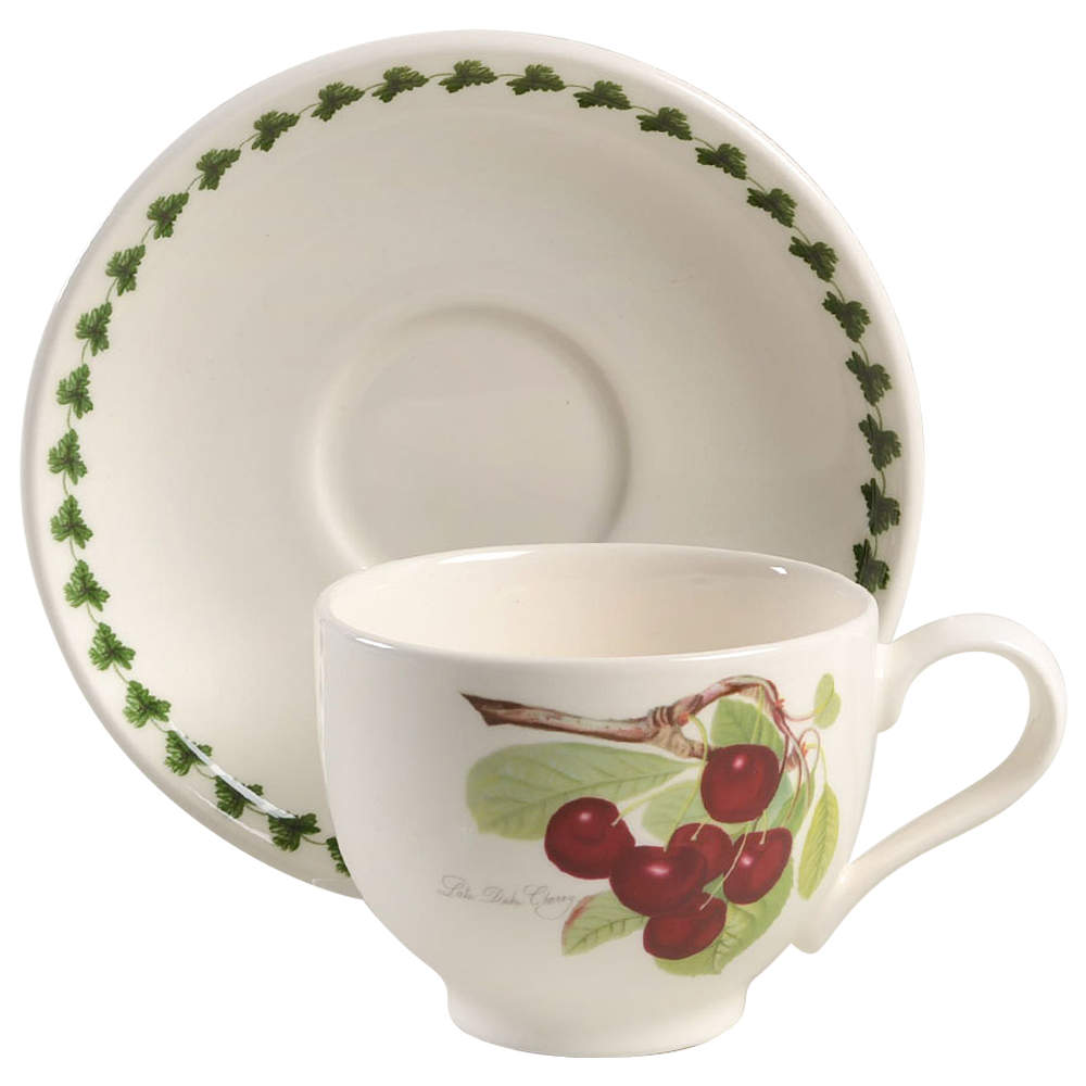 Pomona Traditional Footed Cup & Saucer Set w/Laurel by Portmeirion-1